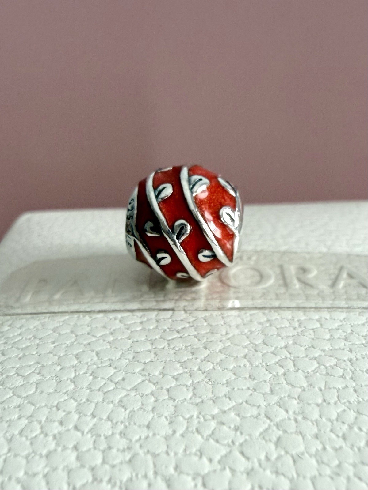PANDORA STERLING SILVER RED VINES ENAMEL CHARM #790525EN17 AUTHENTIC RETIRED