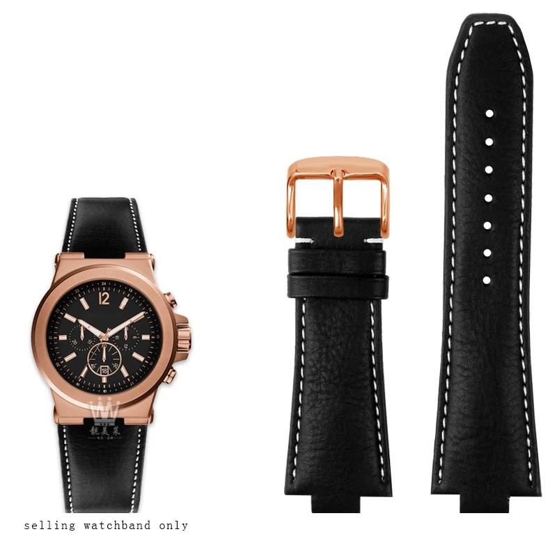 Leather Watch Strap For MK Michael Kors MK8184 13mm Convex Interface Waterproof