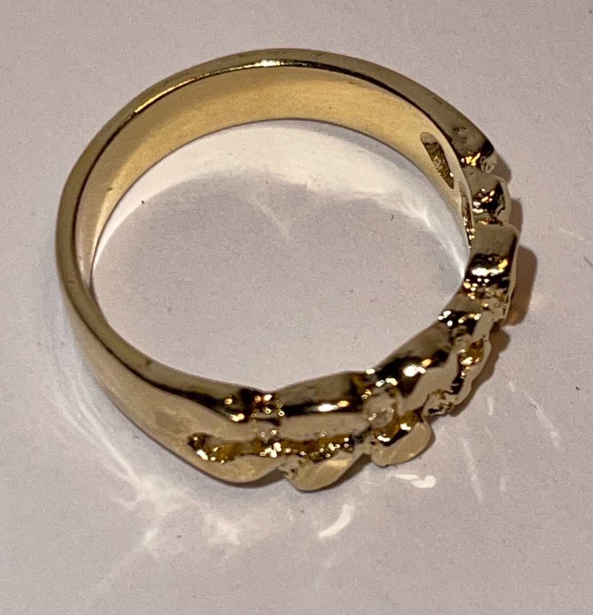 SIZE 4-13 ,NEW 14KT GOLD PLATED STUNNING DESIGNER MENS WOMENS NUGGET RING #5