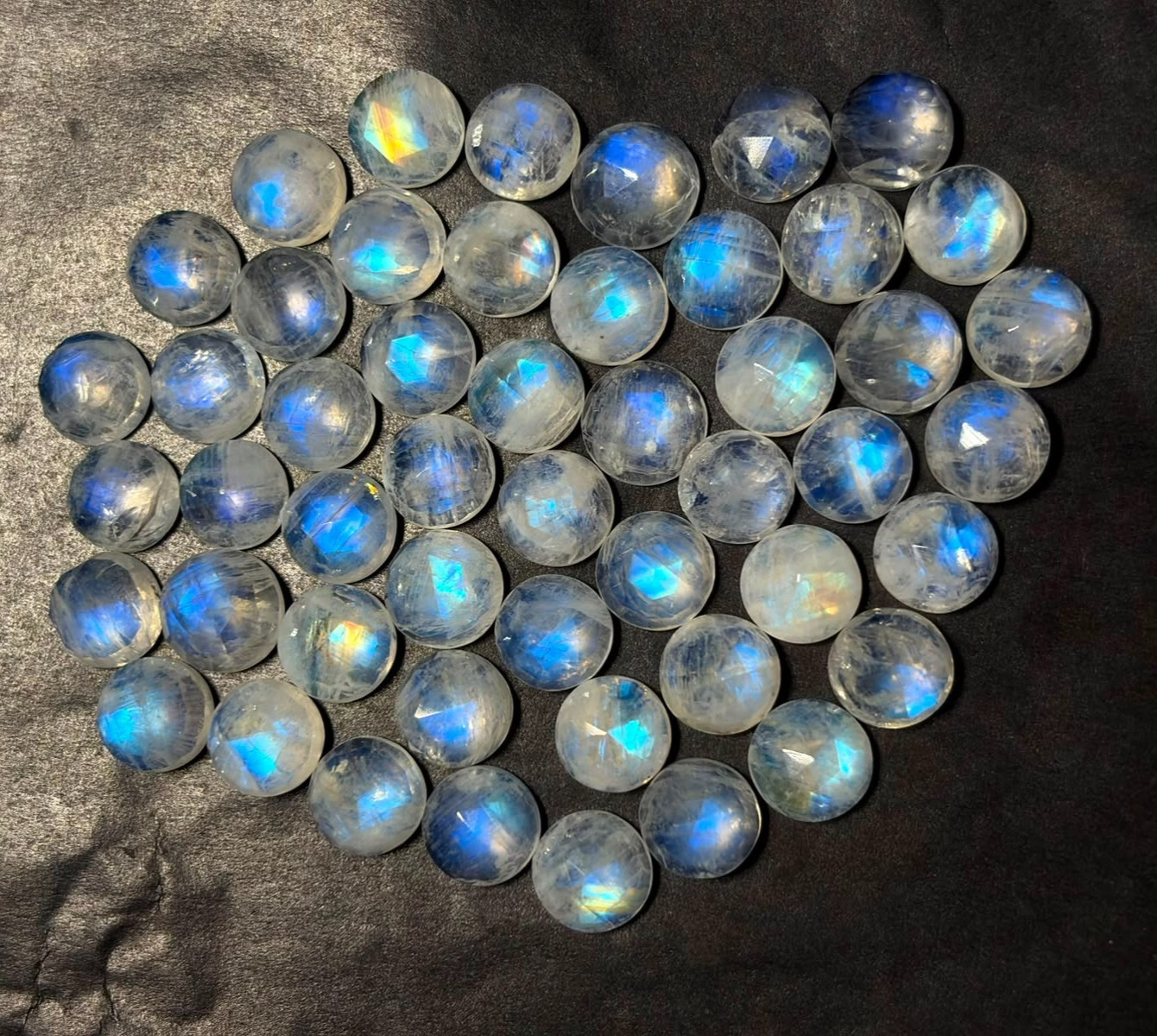 Rainbow Moonstone A One Quality 7 mm Natural Moonstone Rose Cut Loose Gemstone