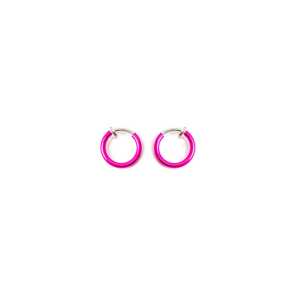 Non-piercing Micro Size Hoops Anodized Hot Pink Color – Perfect for All Ages