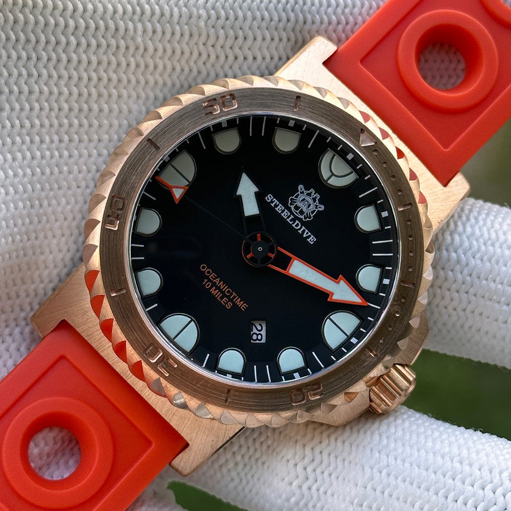 STEELDIVE SD1982S Mens Bronze 46.5mm Automatic Dive Watch NH35 Steel Oversize
