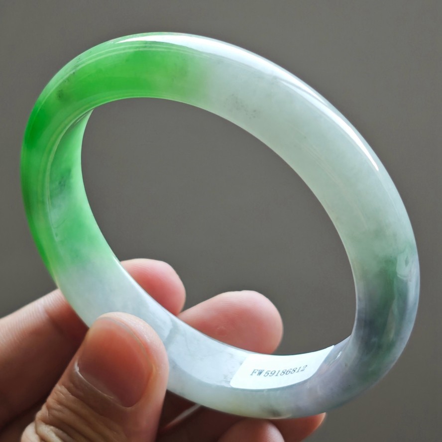 61mm Natural Green Purple Jadeite Jade Bangle Bracelet Burma Jade Bangle 3231