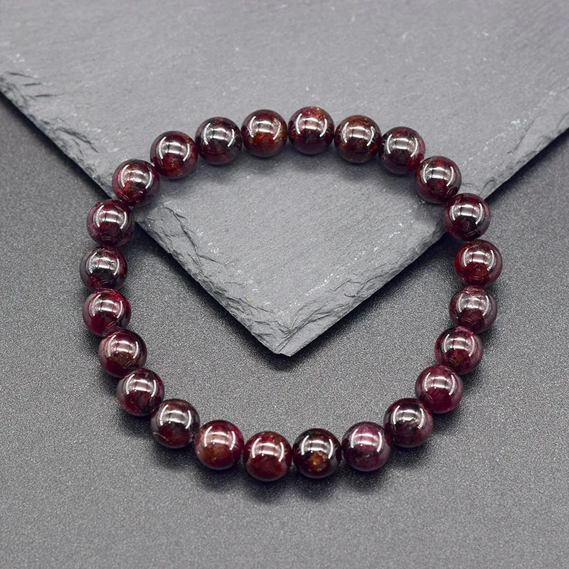 Garnet Bracelet Natural Stone Beaded Band Red Energy Healing Women 1 Pc