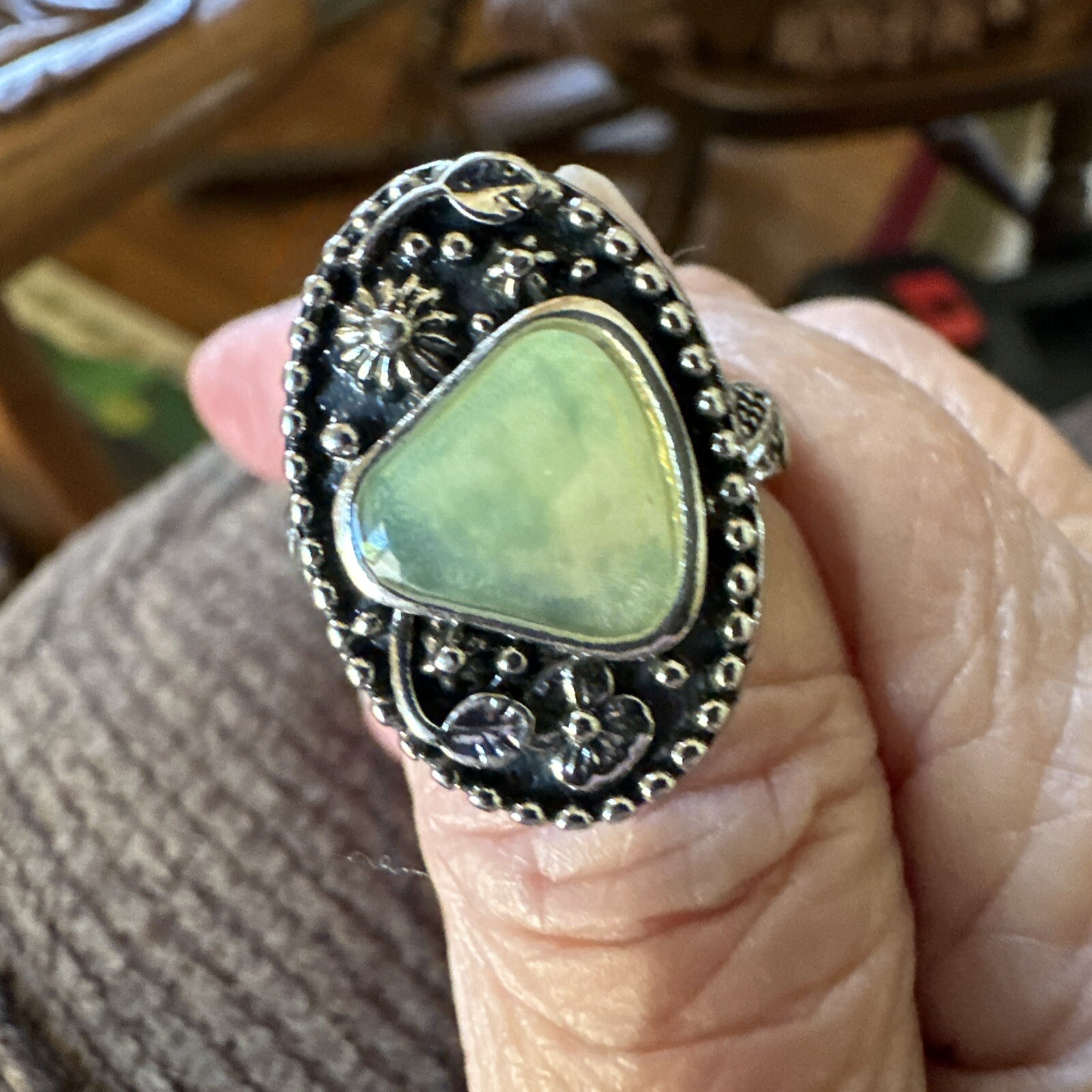 Bohemian Style Size 7 Ring With Copper Alloy And Floral Details