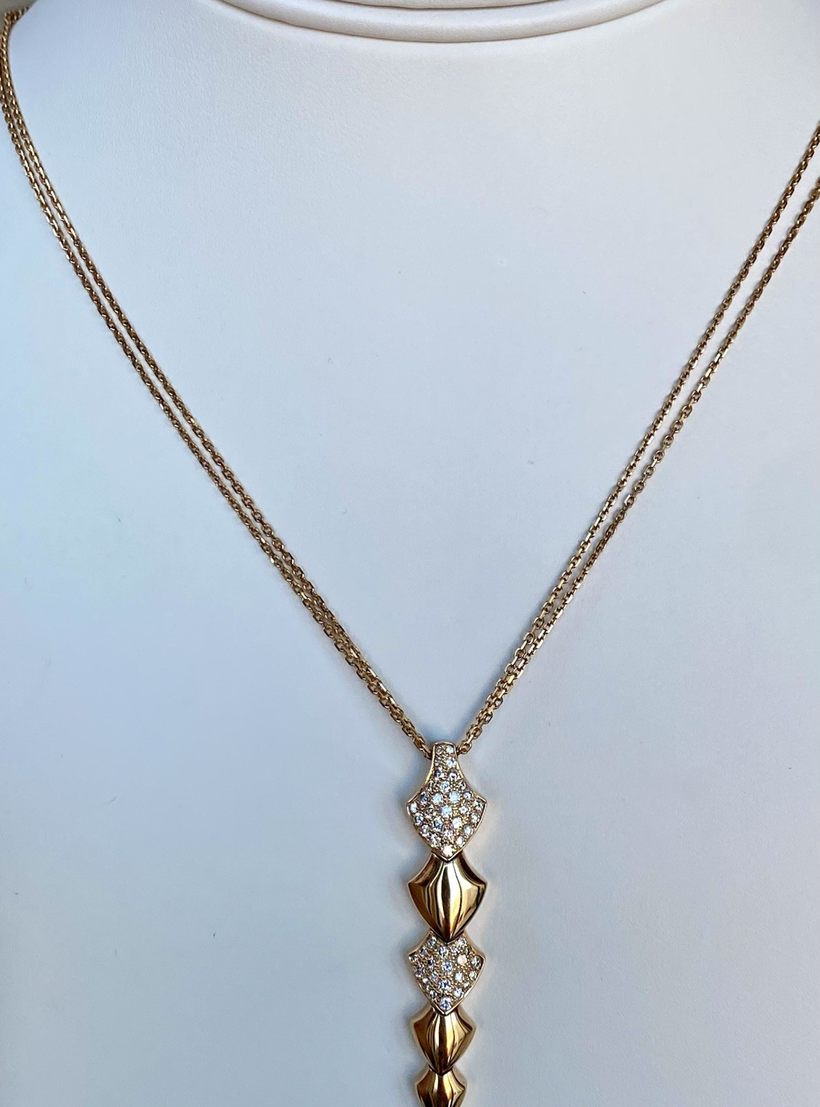 AKILLIS France 18K Rose Gold Diamond Python Necklace Extravagant $10K+ 4”
