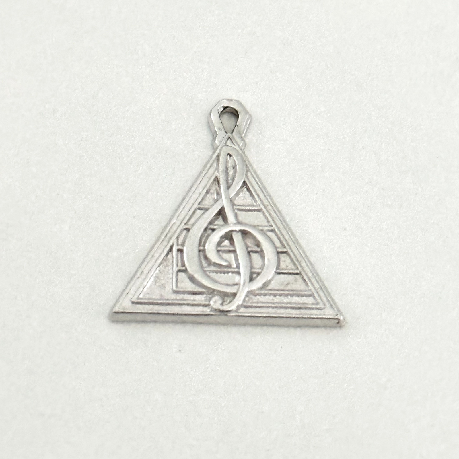 Vintage 925 Sterling Silver Music Note Triangle Shaped Charm Pendant