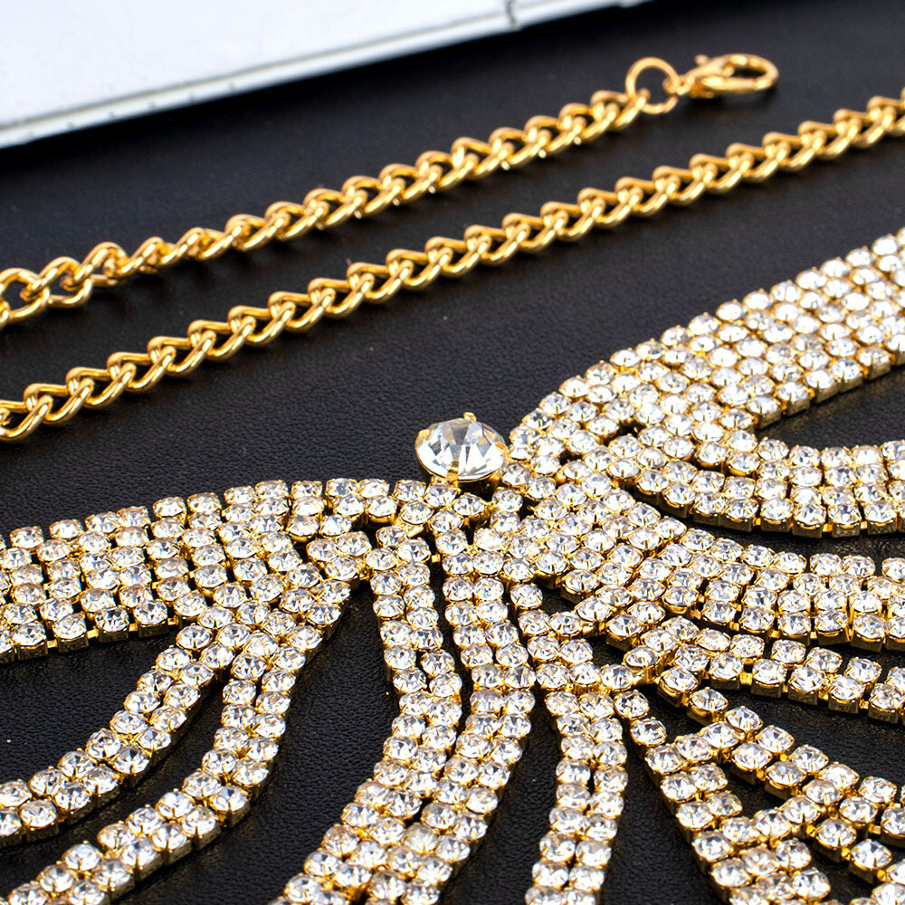 Women’s Rhinestone Chain Lingerie Bra Thong Set Bikini Body Jewelry Chain Gift！！