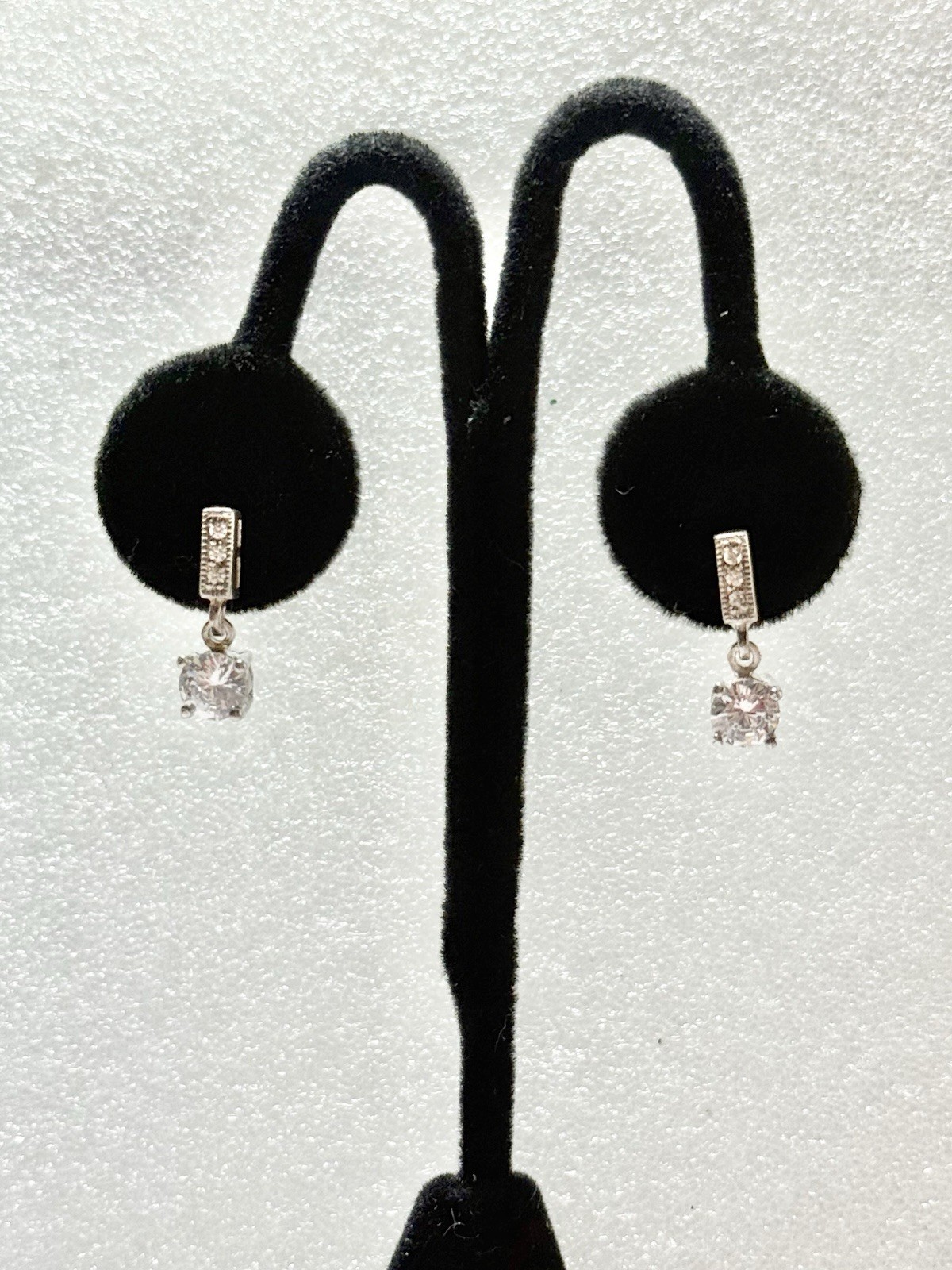 925 Sterling Silver 3/4” Drop Dangle GEM Earrings 3.29g