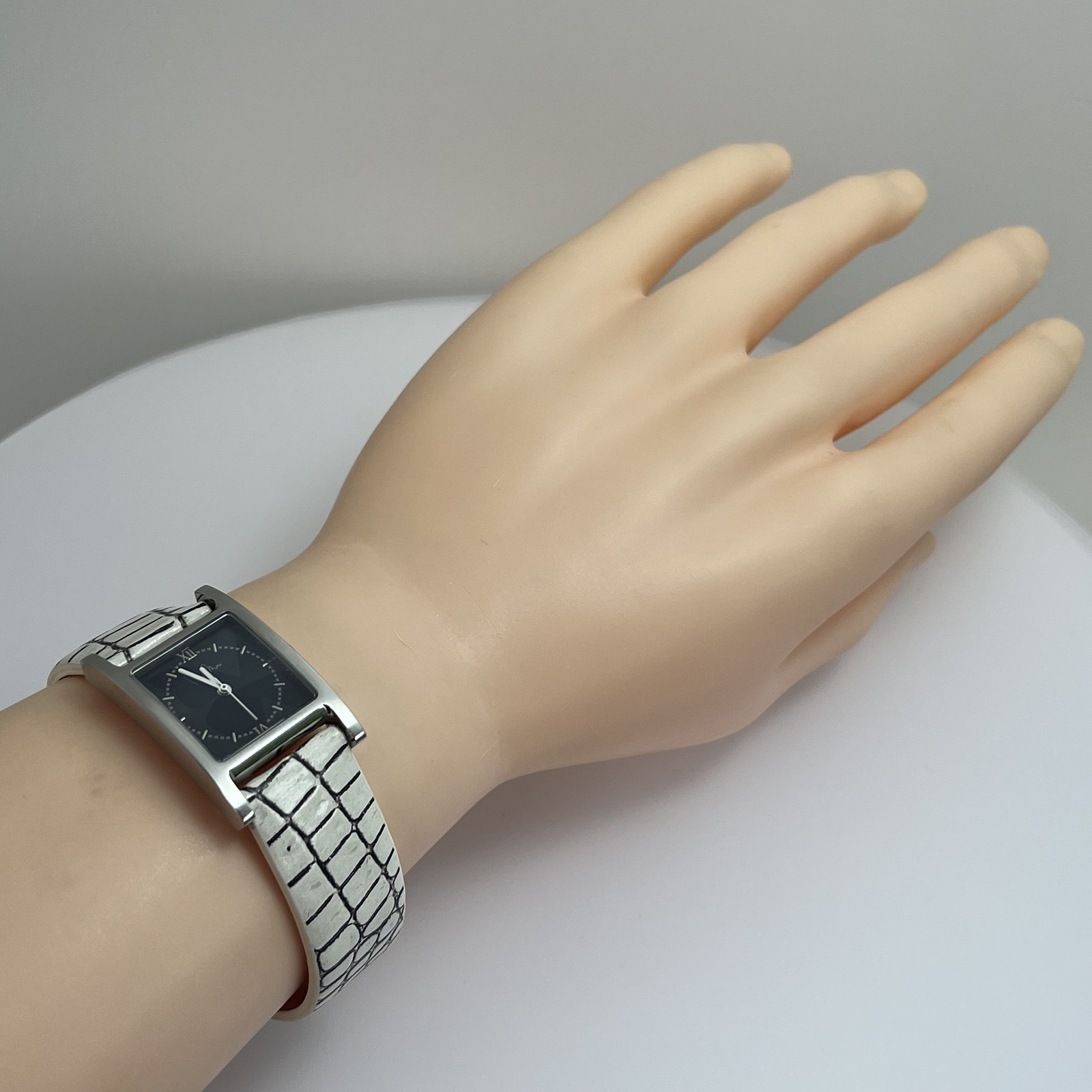 Sony Wena Hanae Mori Three Hand Square WH-T13/B Japan Leather Strap W/Box#B876