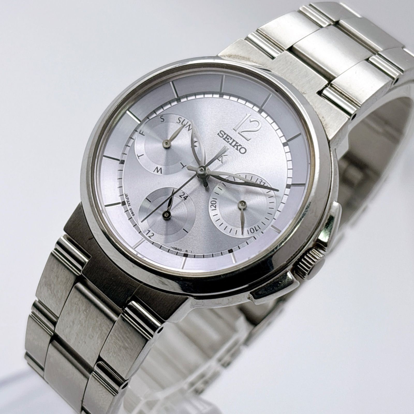 SEIKO LUKIA silver purple dial multifunction new 353