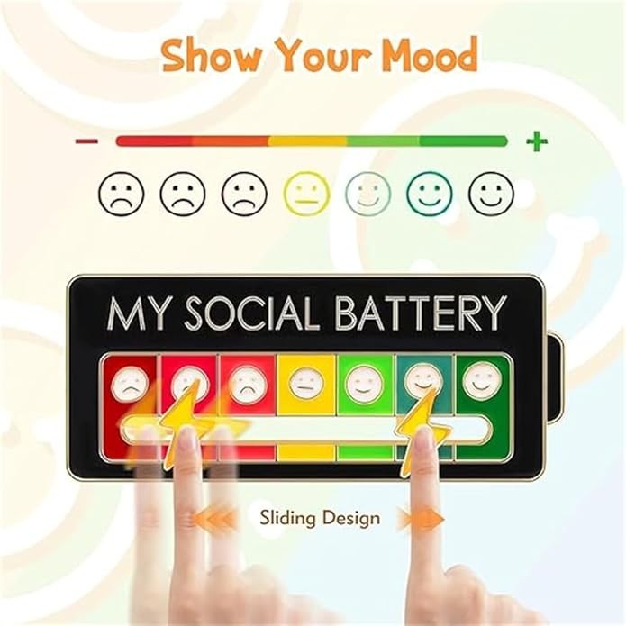 Sliding My Social Battery Enamel Mood Pin for Introverts Extroverts Mood Tracker