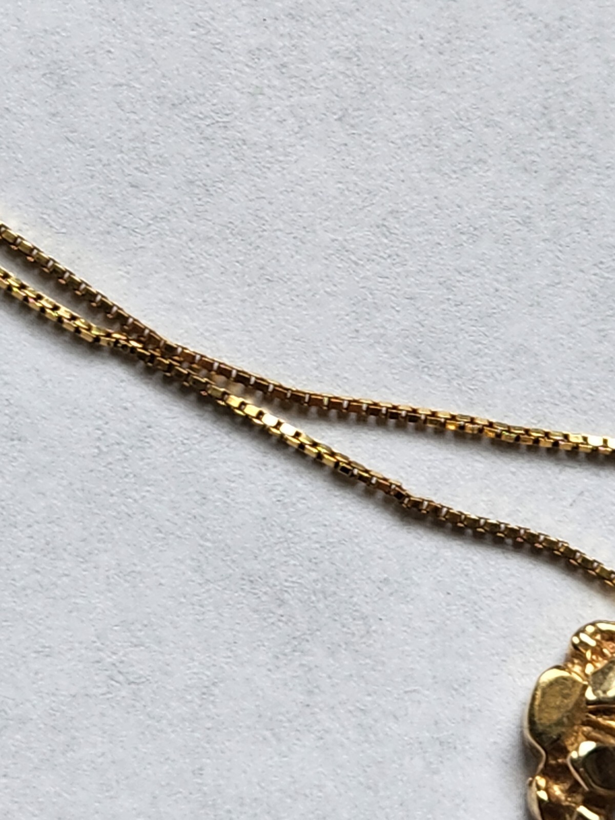14K Solid Gold Diamond Nugget Heart Pendant Necklace-3.97 Grams