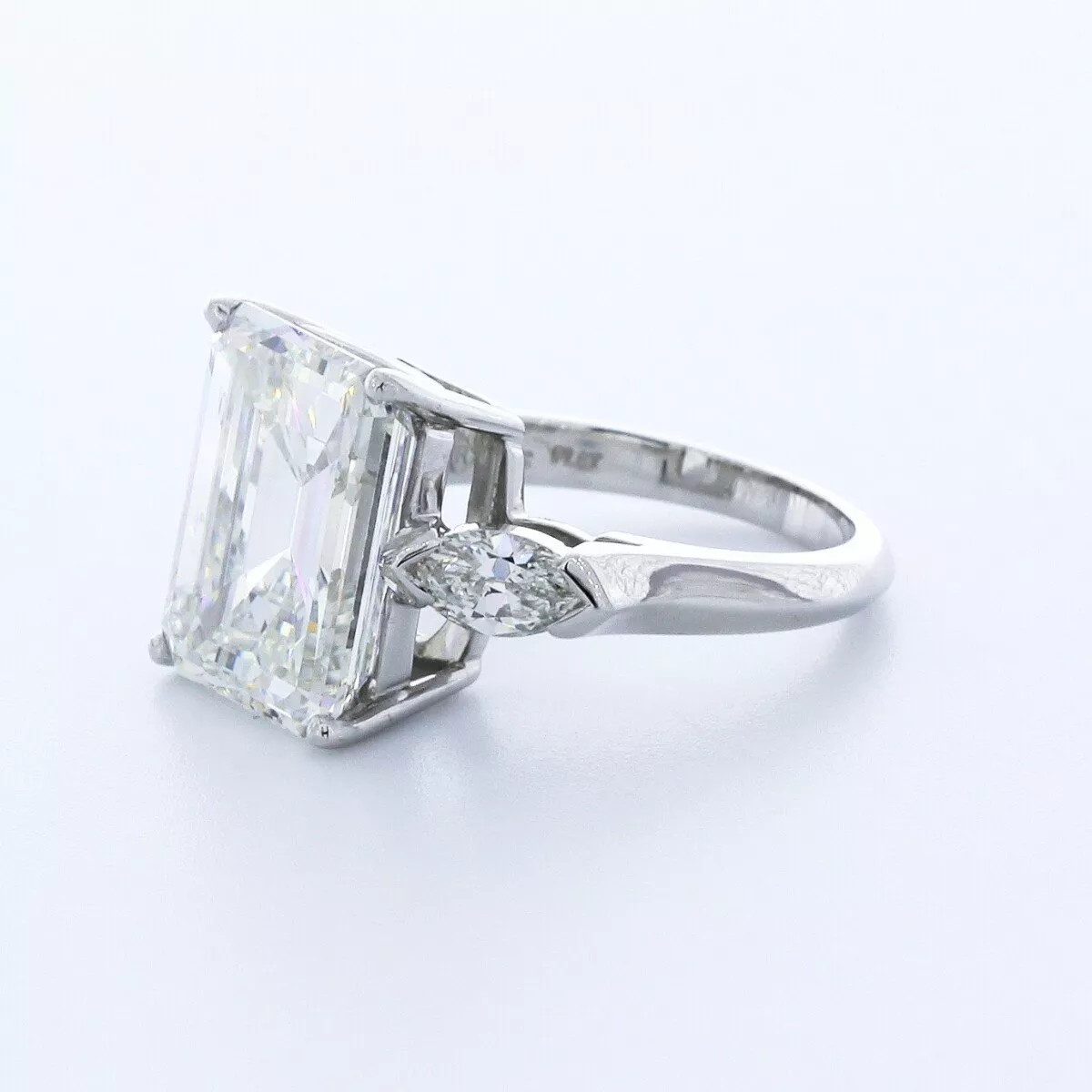 3-Stone Engagement Ring Solid Platinum 7.71 CT Emerald Lab-Grown Diamond H VS1