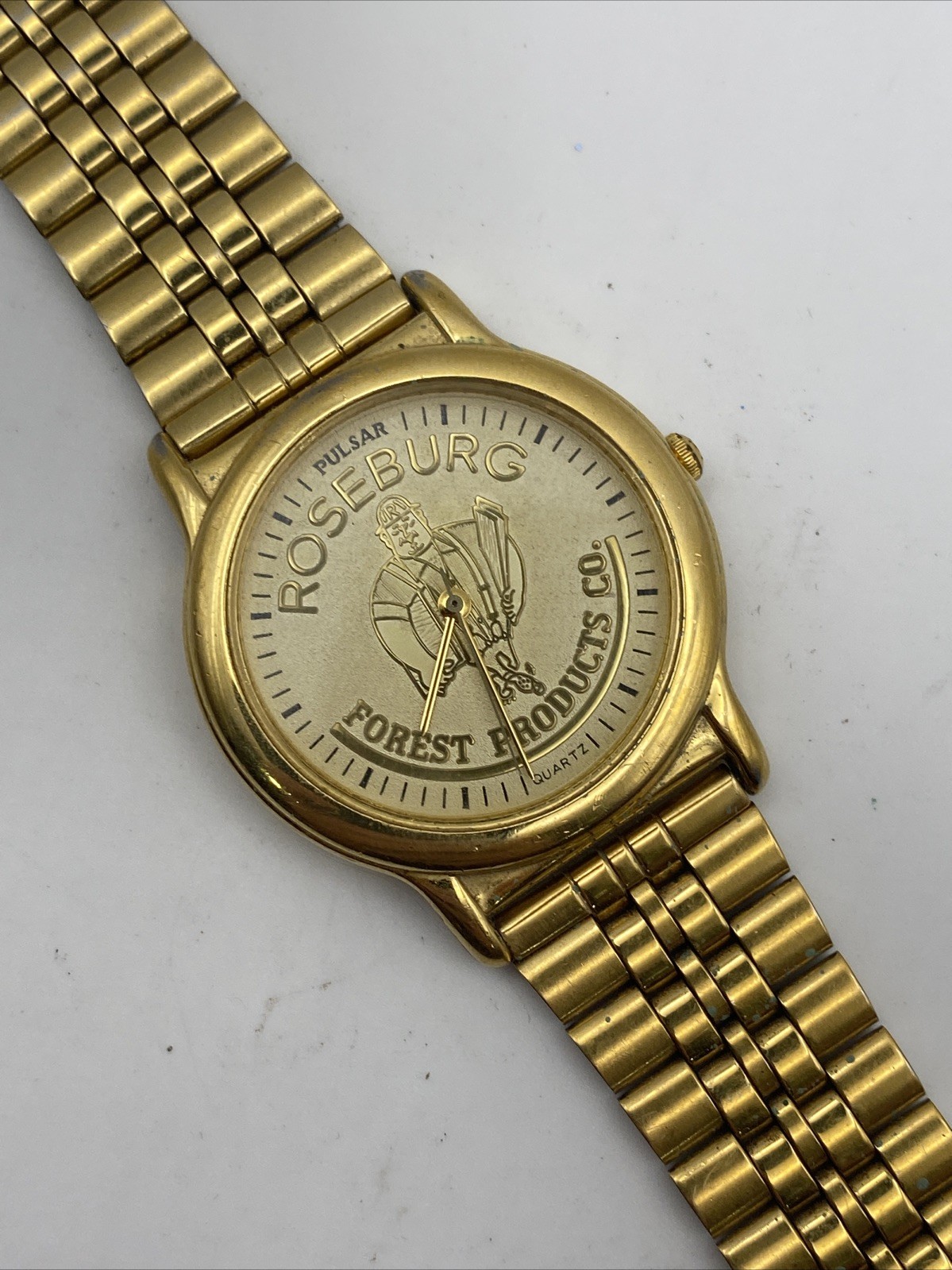 VINTAGE PULSAR GOLD TONE WATCH V501-X030 FROM 1980S SLIM ADVERTISEMENT DIAL