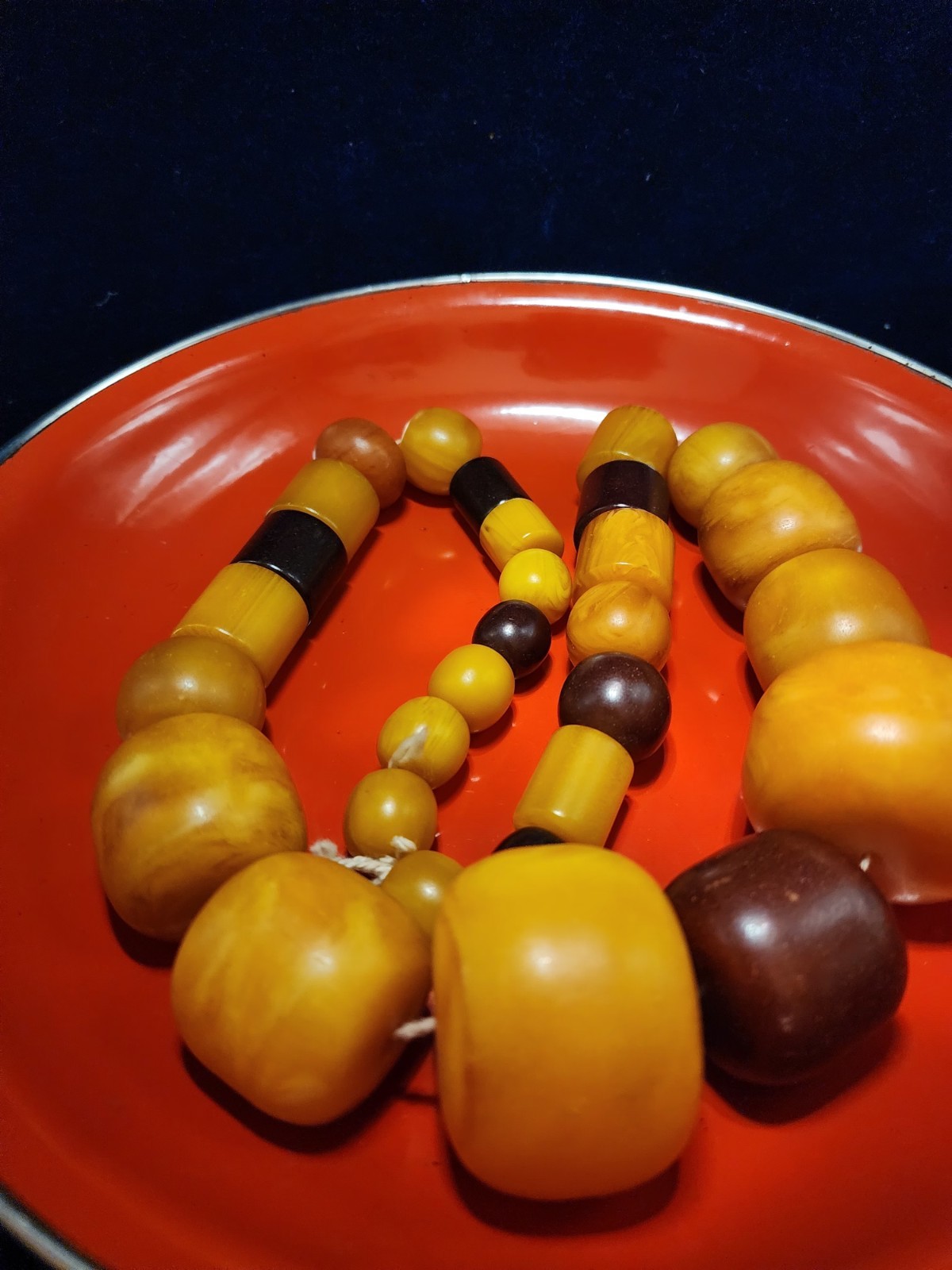 Antique African Butterscotch Egg Yolk Baltic Amber Round Bead Necklace.