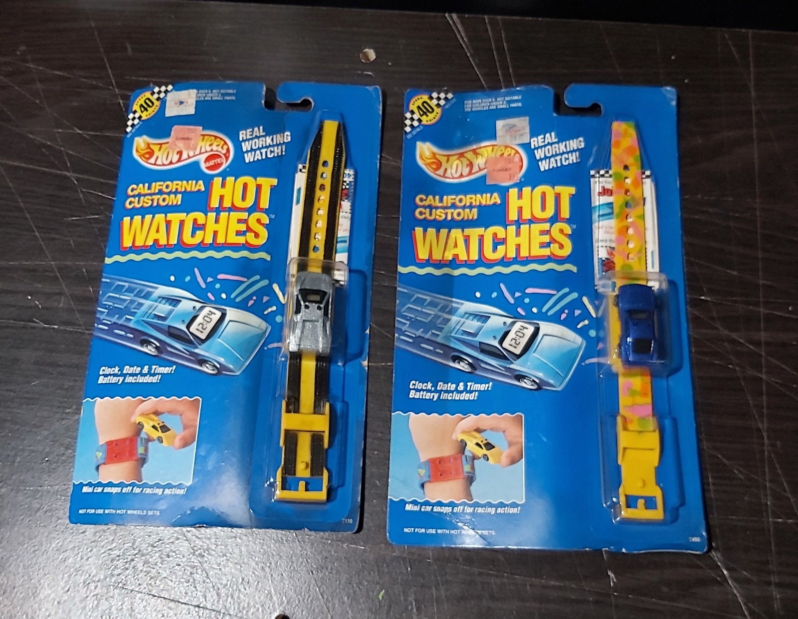 Pair of Hot Wheels California Custom Car Hot Wrist Watches Vintage