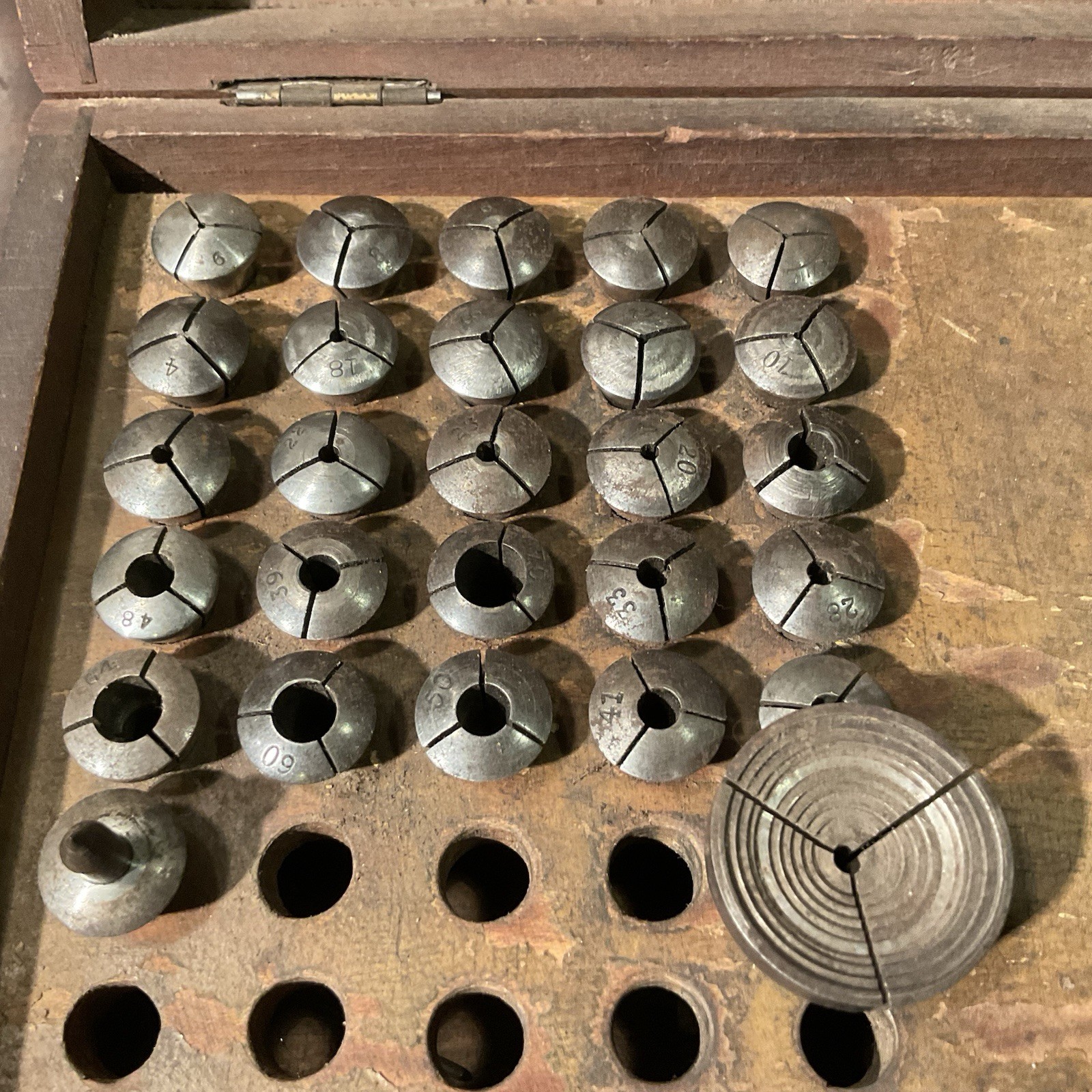 Vintage Lot of 25+ WATCHMAKERS Lathe 8mm COLLETS Watch Repair Tool Set
