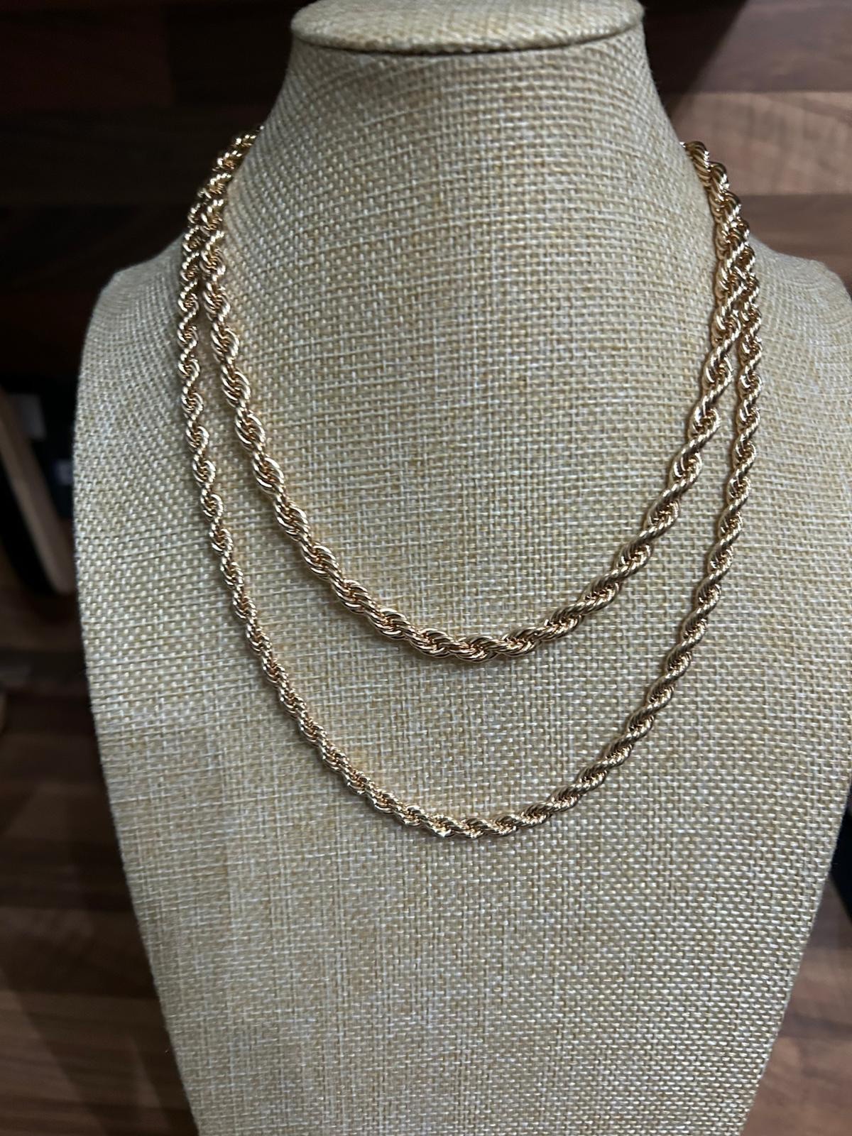 2 x Gold tone rope chain necklace New 7.5 & 9 inches each. 3 inche extension