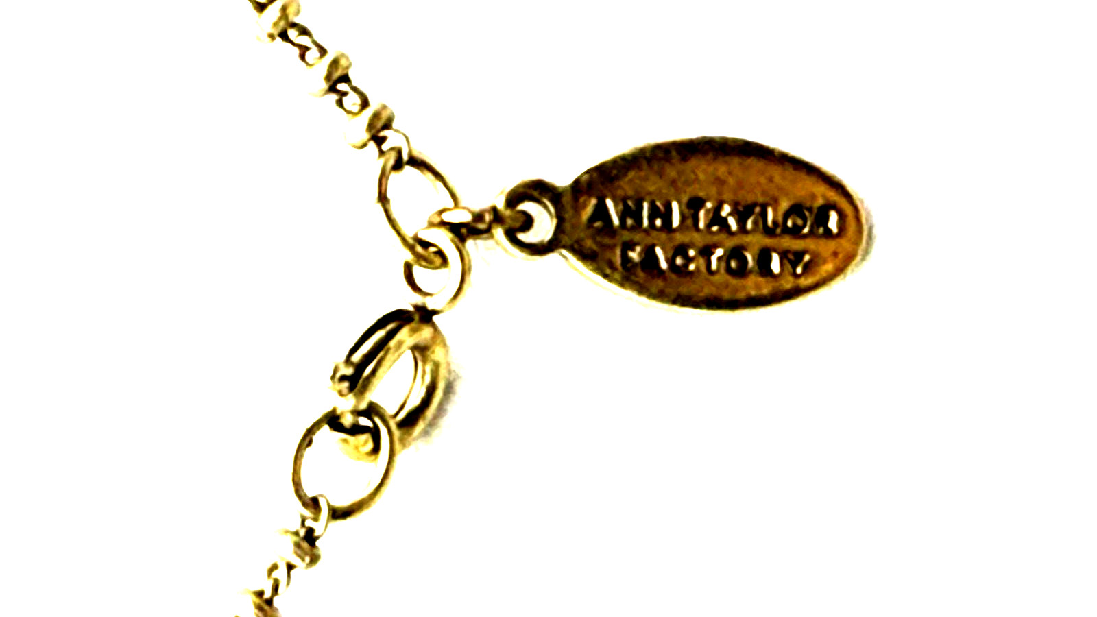 Ann Taylor 36″ Antique Gold Tone Sage Green Flower Pendant Necklace/Bracelet Set