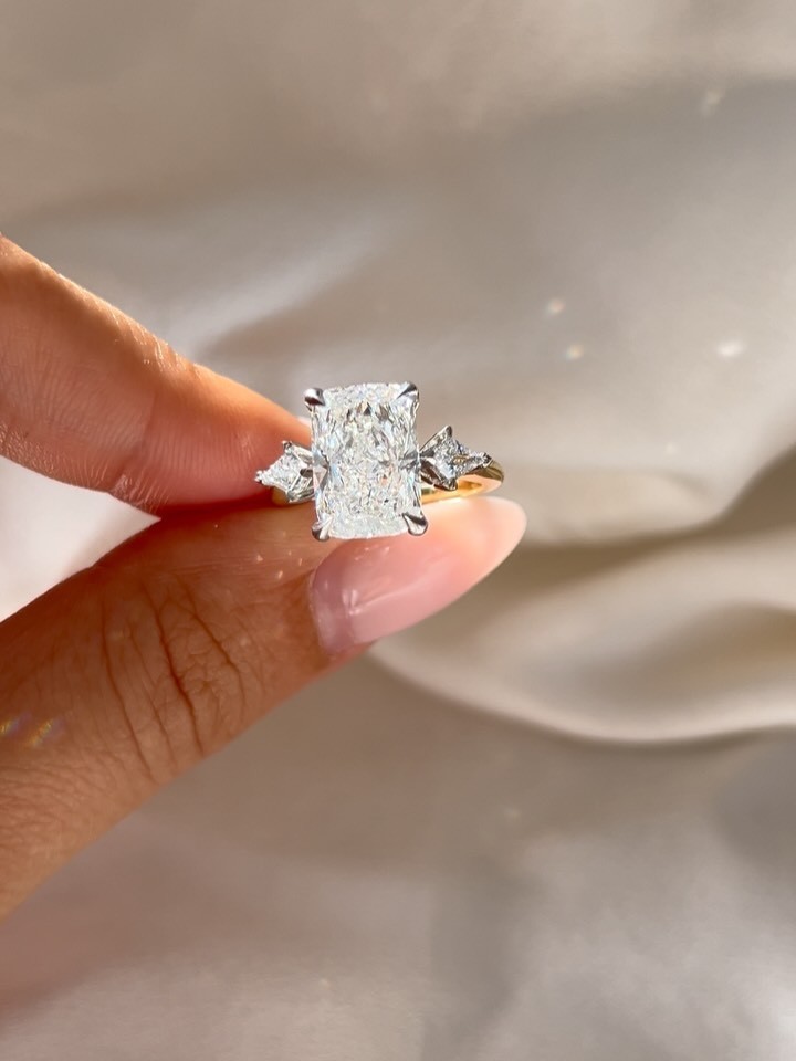 4.90 Ct Radiant Lab Grown Diamond Ring 14K Yellow Gold Elegant Engagement Ring