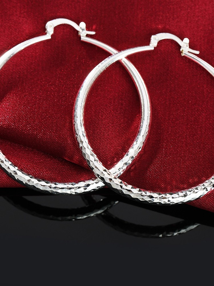 Earrings 925 Sterling Silver, Charms Fine, 3CM circle hoop Earrings for Women