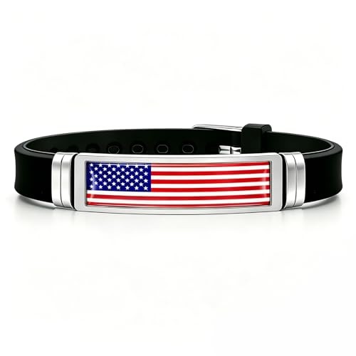 American Flag Bracelet Patriotic Jewelry for Women & Men, Red White and flag