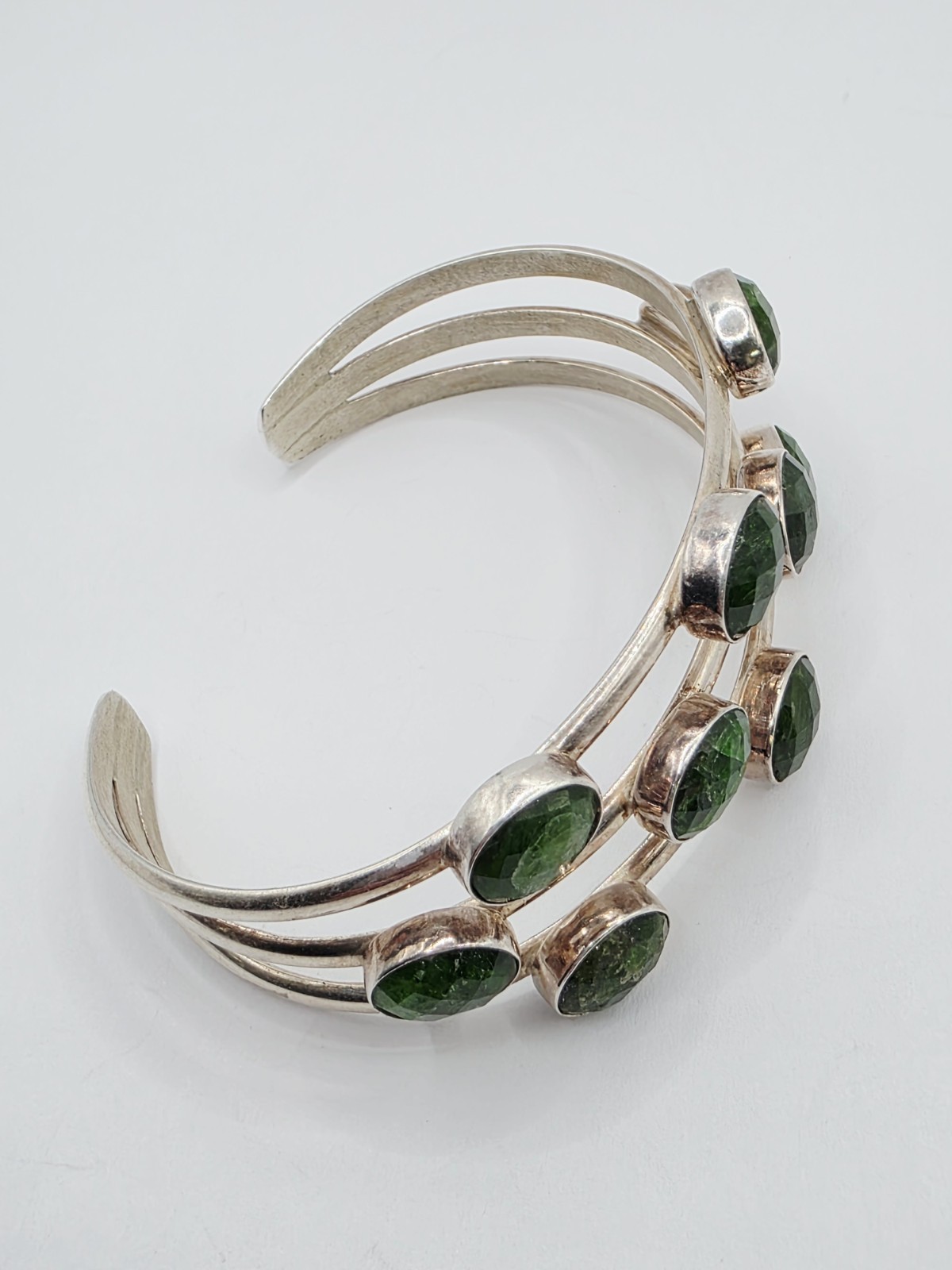 Jay King Sterling Silver Green Chrome Diopside MultiStone Cuff Bracelet 6.5″