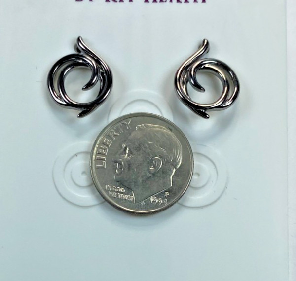 Kit Heath Ruthenium over 925 Sterling Silver Swirl Stud Earrings Signed NWT