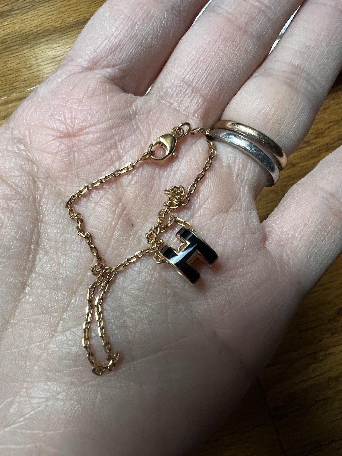 Hermes Mini Pop H Pendant Black with gold