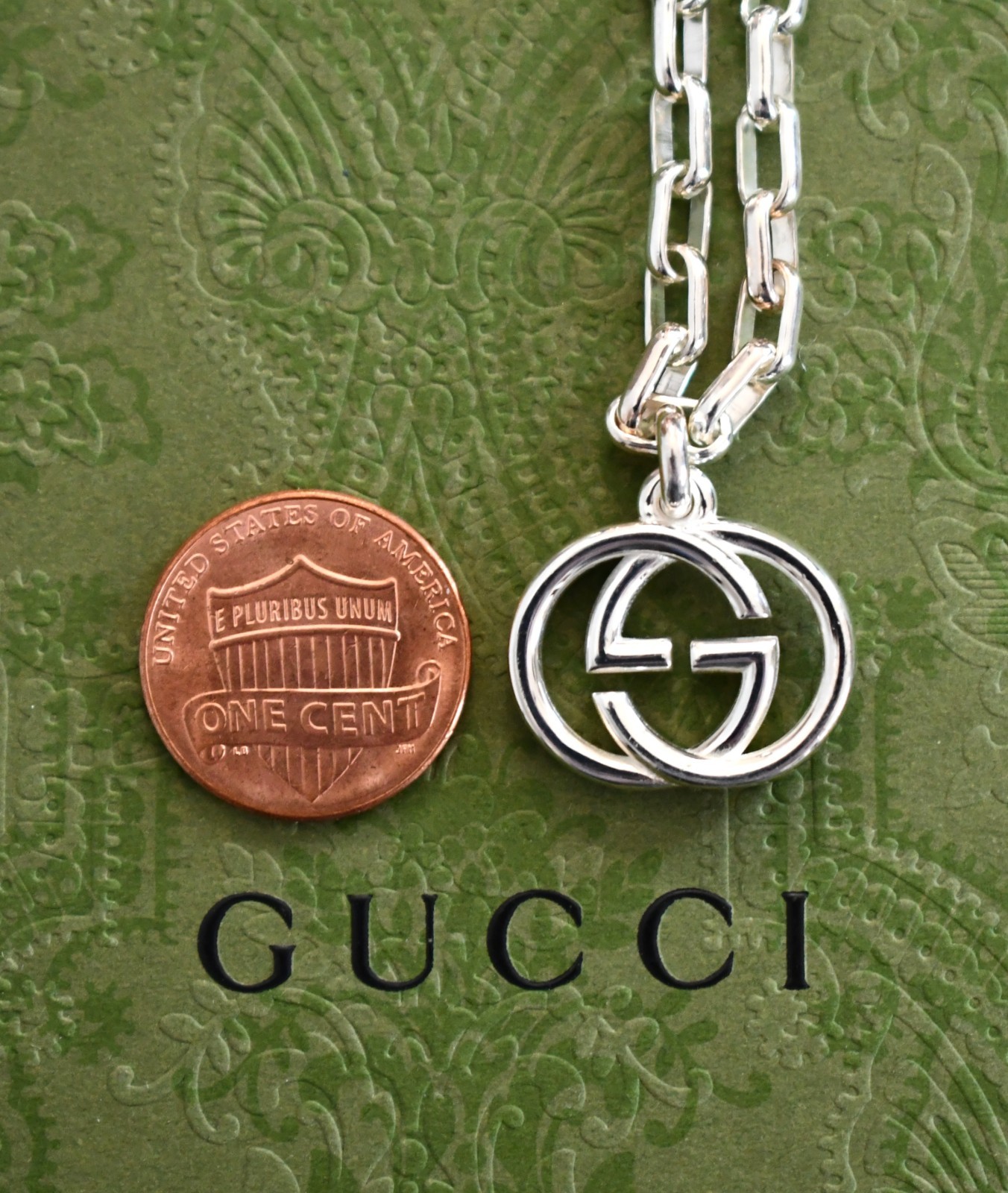 🆕New GUCCI Interlocking G Charm 925 Sterling Silver Bracelet IT-18 US-7/7.5