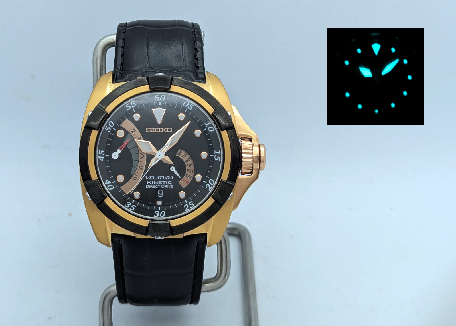Seiko Kinetic Velatura 5D44 Direct Drive Rose Gold Sapphire | New Capacitor/Box
