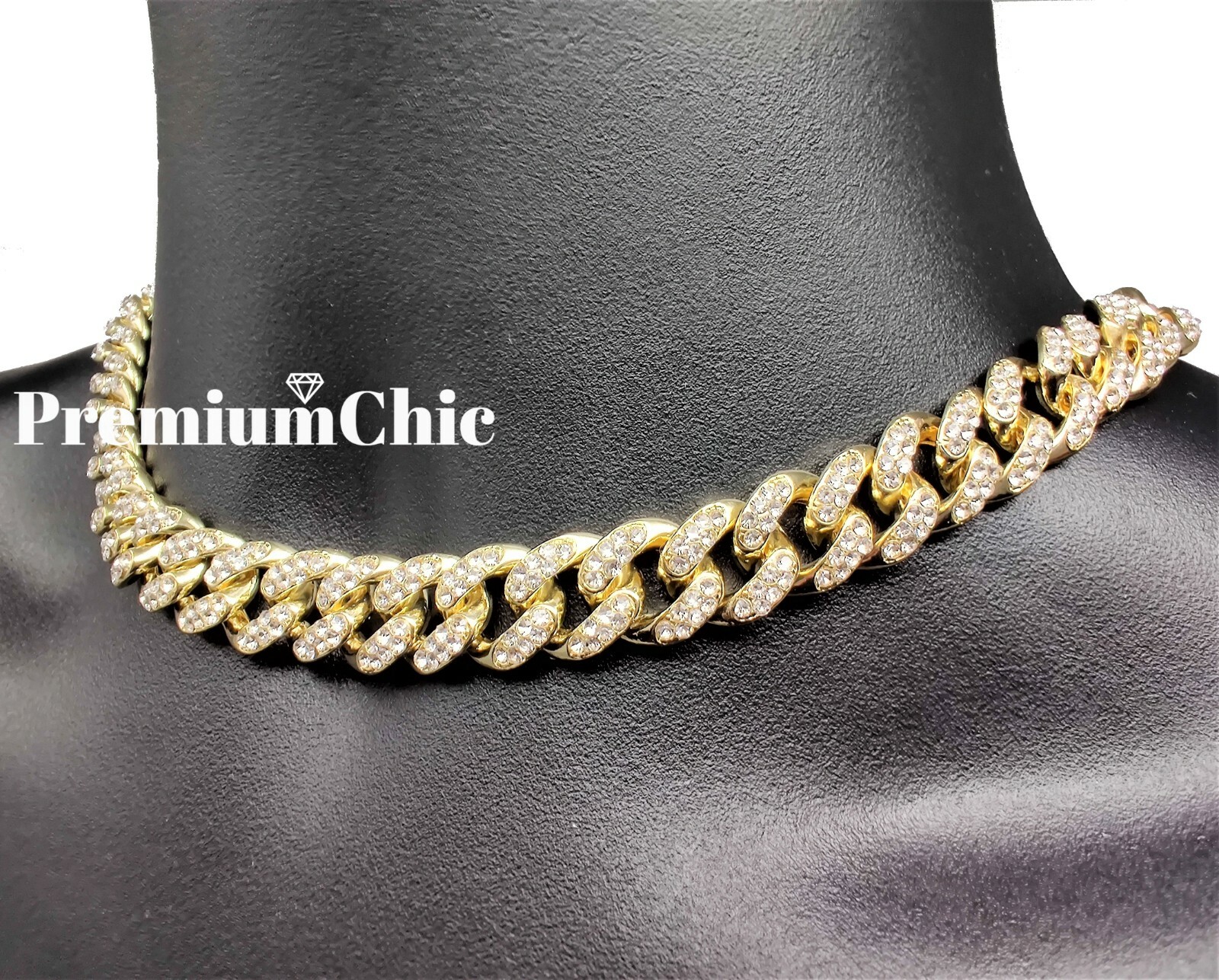 Gold Plated Men ANKH Pendant Tennis Necklace & Miami Cuban Choker CZ Jewelry SET