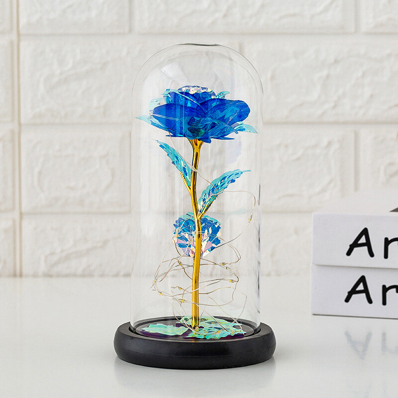 Eternal Forever Galaxy Rose Flower In Glass Dome LED Light Valentine’s Day Gift