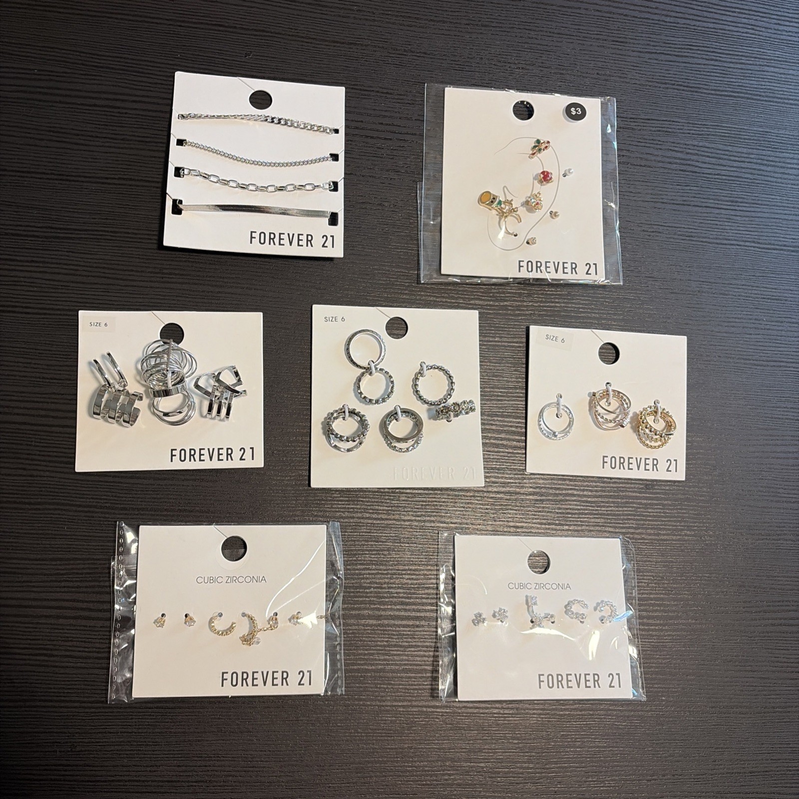 Forever 21 Jewelry. Chain. Ring. Earrings All New 7 Pieces