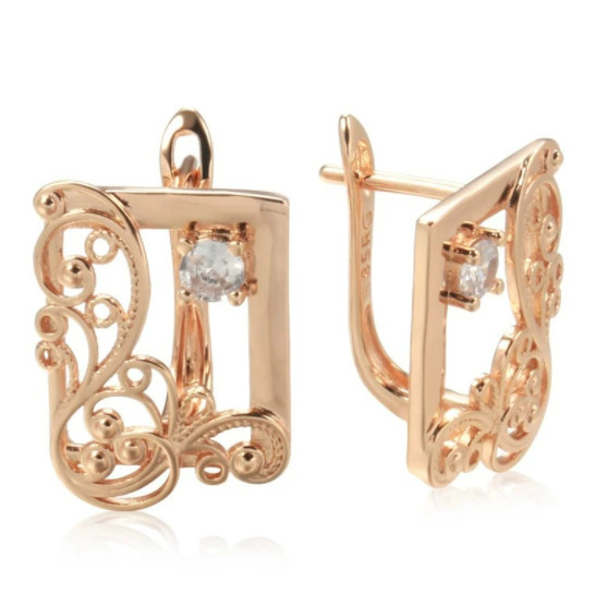 Hot Sales Drop Earrings Huggie 585 RG Rose Gold Rose Gold Earrings with Zircon