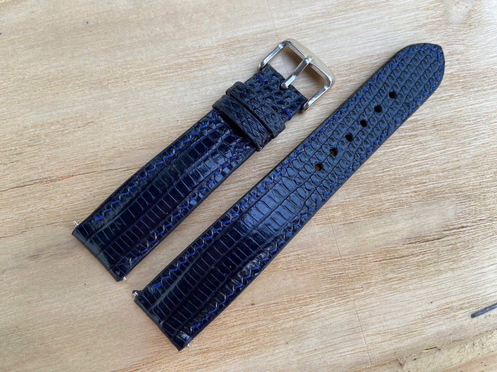 Navy Blue Lizard Leather Watch Strap Band, Size 18mm 20mm 21mm 22mm 24mm 26mm