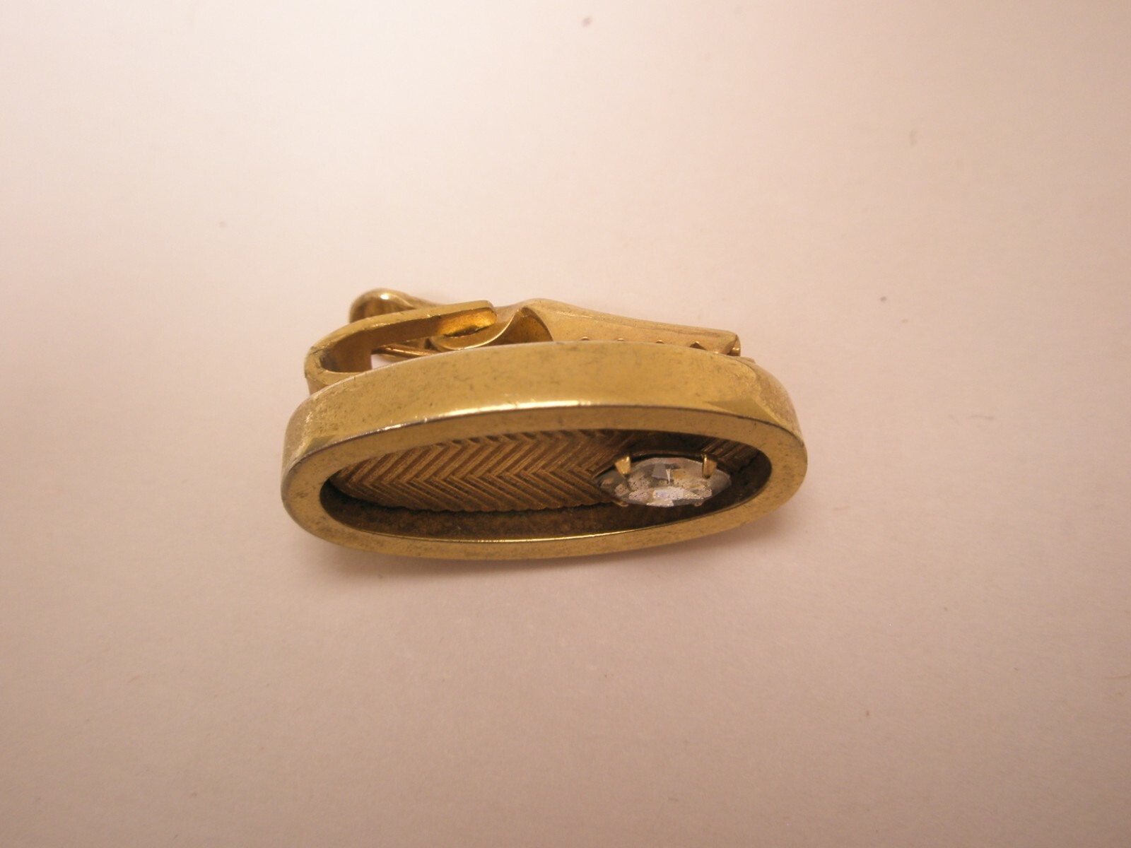 7/8″ Marquis Cut Rhinestone Vintage SMALL TINY SPEIDEL Tie Bar Clip simple