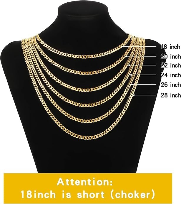 To My Dad Cuban Link Chain for Men Gold Cuban Necklace 4mm 24 inch Long Mens