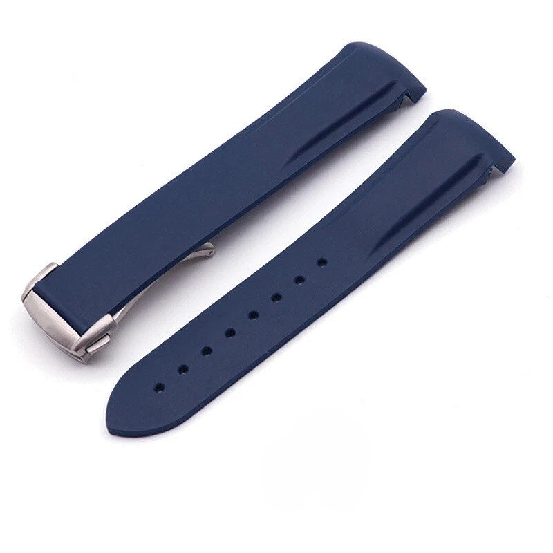 Butterfly Clasp Rubber Watch Band Strap 19 20 21mm Fits Omega New Seamaster 300