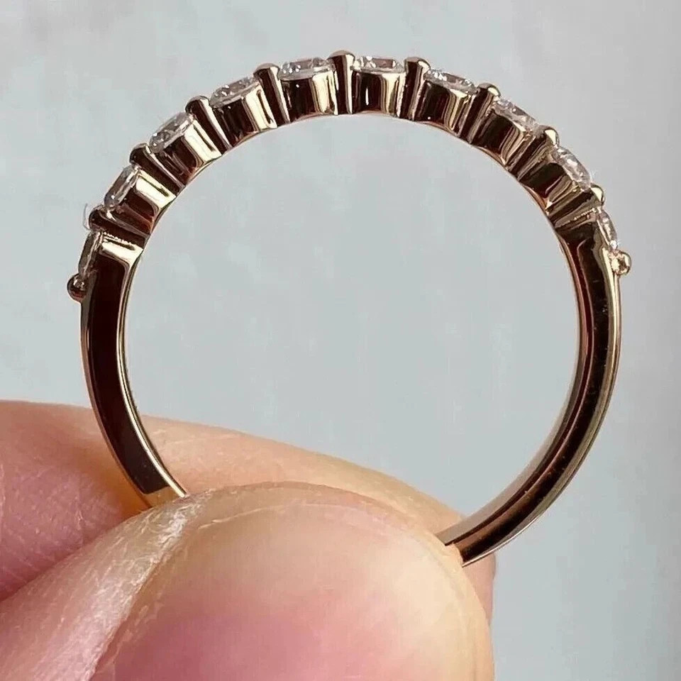 Wedding Diamond Band Round Cut 0.3 Carat 14k Yellow Gold Lab Grown VVS E F CVD