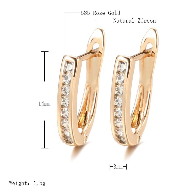 Huggie 585 RG Rose Gold Rose Gold Earrings with Emerald Green Zircon 3.2g