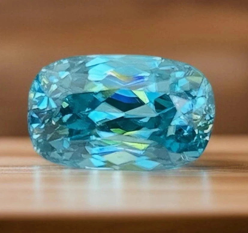 Natural Blue Zircon Cambodian GIE Certified Cushion Cut 14.85 Ct Loose Gemstone