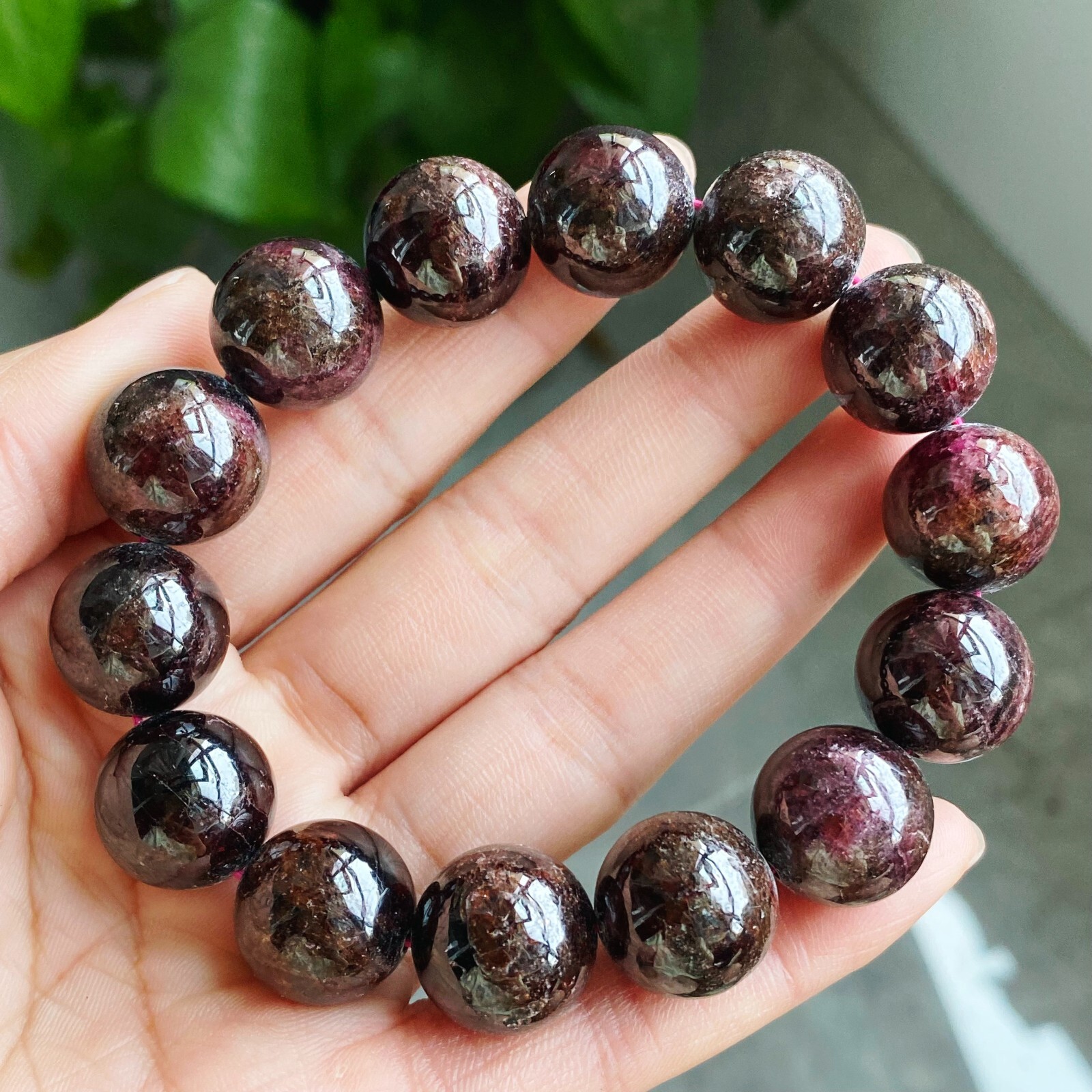 15.2mm Natural Red Garnet Crystal Beads Bracelet AAAA 1765