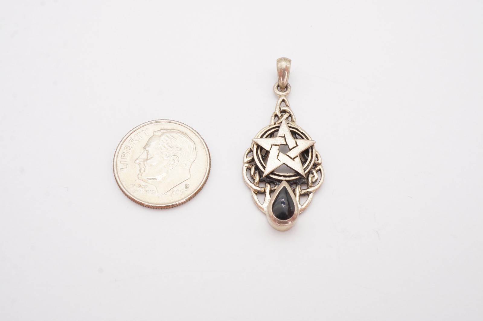 Vintage Peter Stone Sterling Silver 925 Black Onyx Pendant