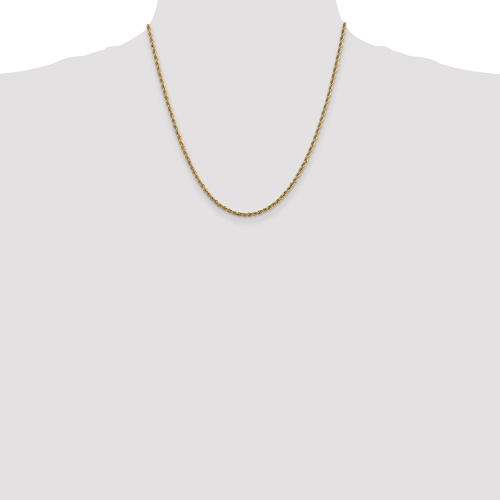 10k Yellow Gold 2.5mm Solid Regular Rope Chain Necklace 20″ 9.05gm