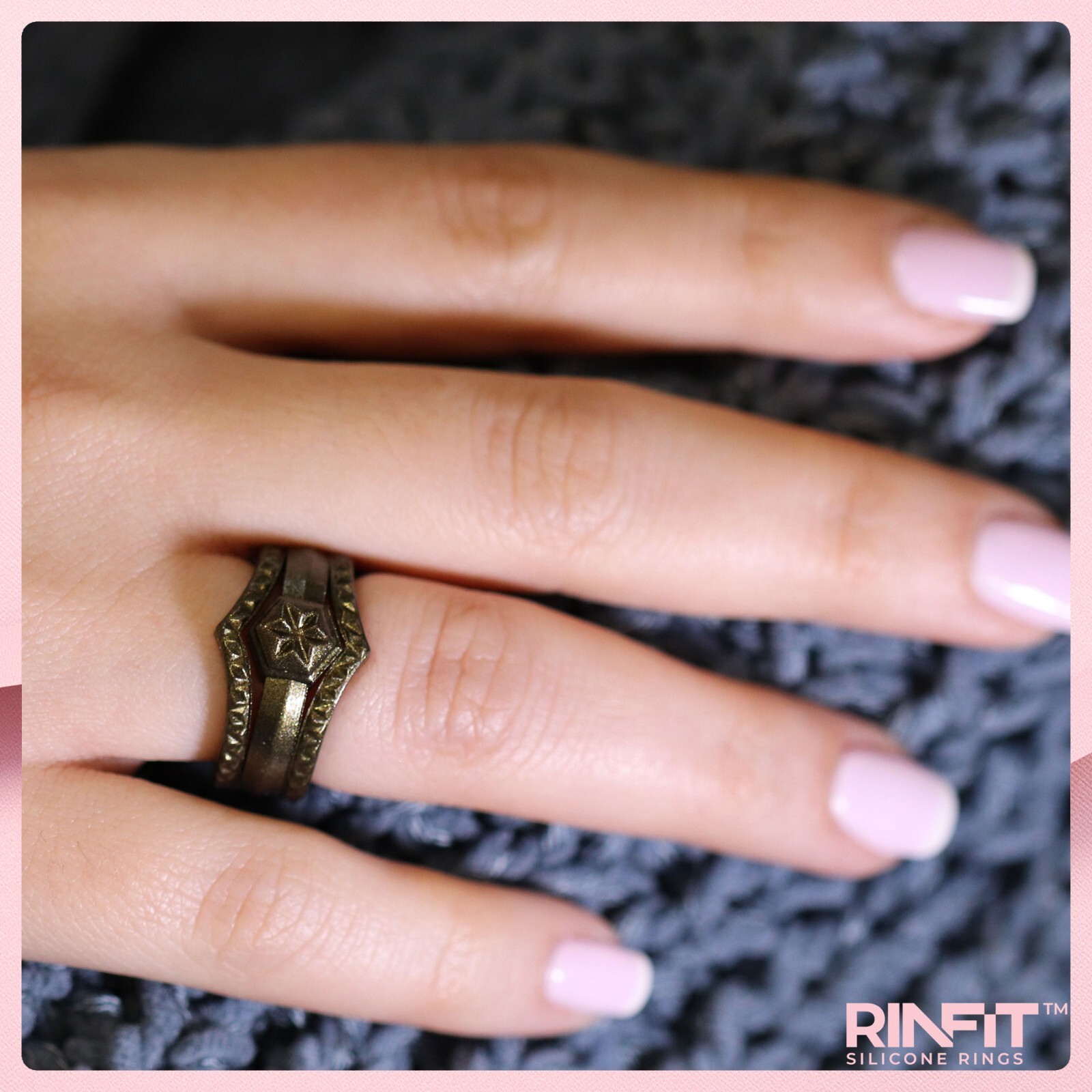 Silicone Wedding Rings for Women by Rinfit. 3 Rings Set Metallic Colors