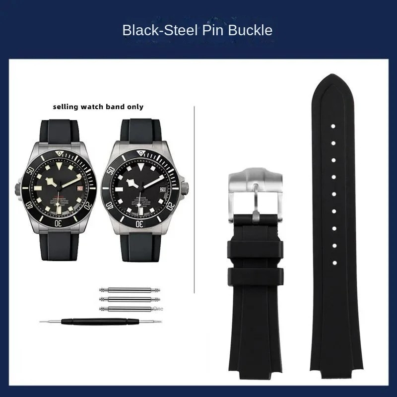 22mm Convex Soft Silicone Strap for Tudor Pelagos 25500/25600 Waterproof