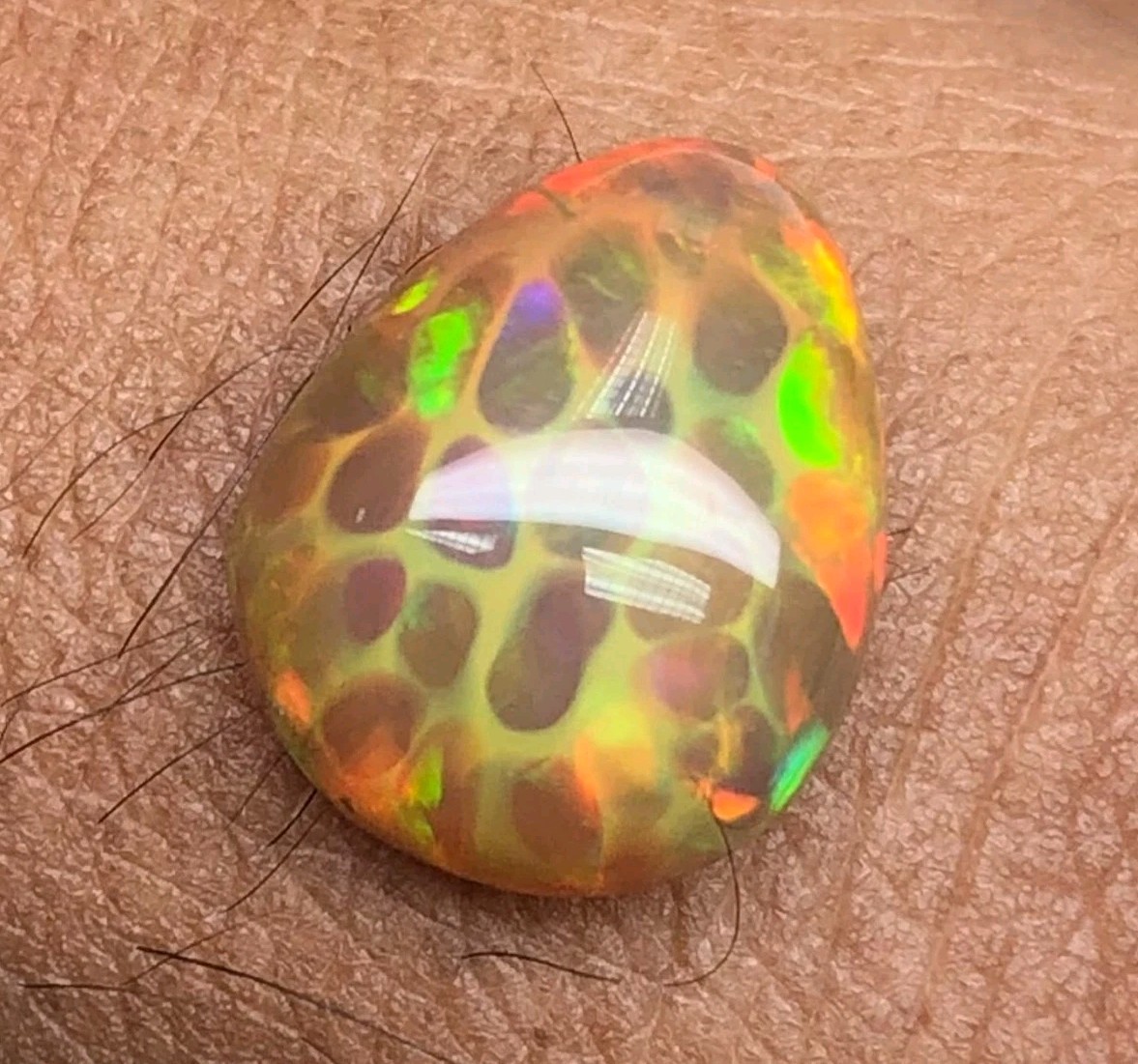 Rare Shewa Honeycomb Pattern Opal 3.47 ct loose gemstones 002