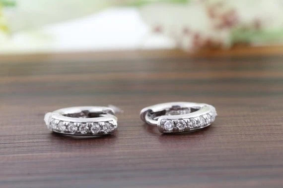 2Ct Round Simulated Diamond Huggie/Hoop Stunning Earring 14k White Gold Plated